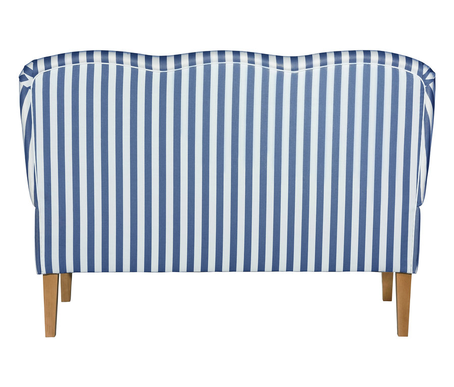 Rückansicht des Küchensofas »Juuma« mit blau-weißen Streifen.