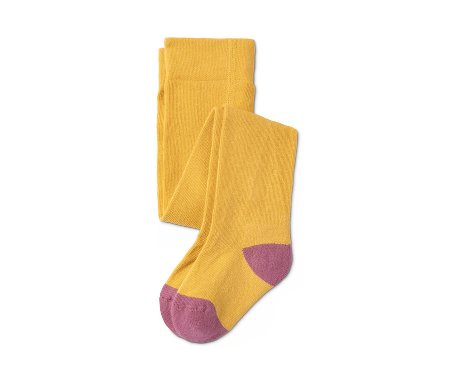 Gelbe Strumpfhose mit rosa Zehen, 3 Paar
