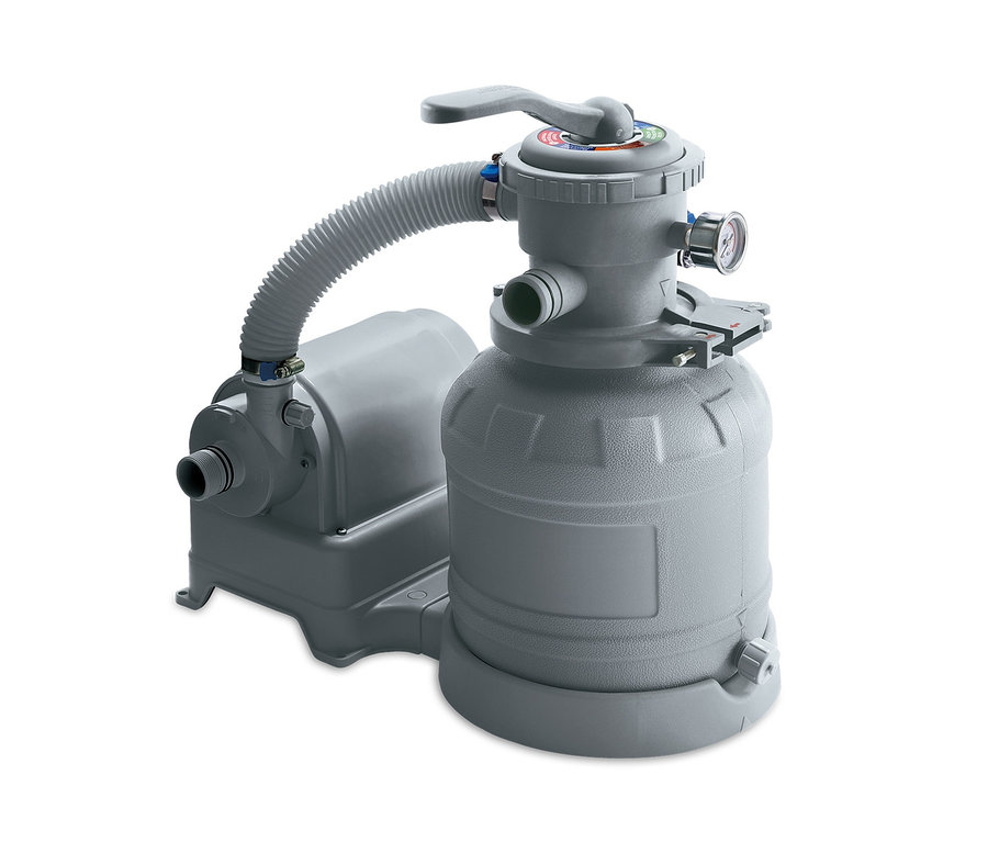 Graue Sandfilterpumpe.