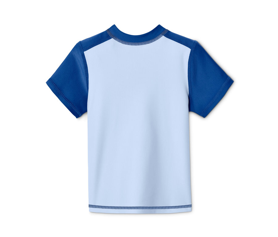 Blau-hellblaues T-Shirt UV-Schutz-Kombi mit recyceltem Material.