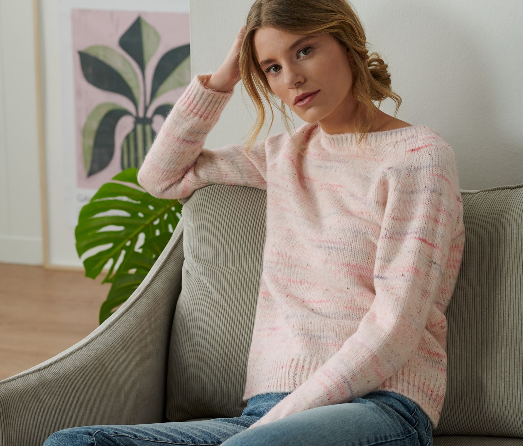 Thumbnail - Tchibo - Grobstrick-Pullover mit Effektgarn - Damen - Gr. XL - weiß