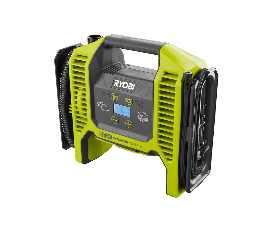 Gelb-grauer RYOBI 18 V Akku-Kompressor R18MI-0 ohne Akku und Ladegerät.