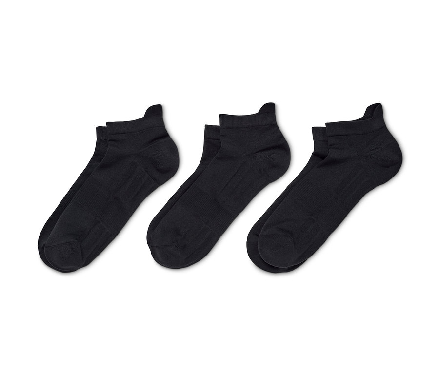 Drei Paar schwarze Unisex-Profi-Laufsocken.