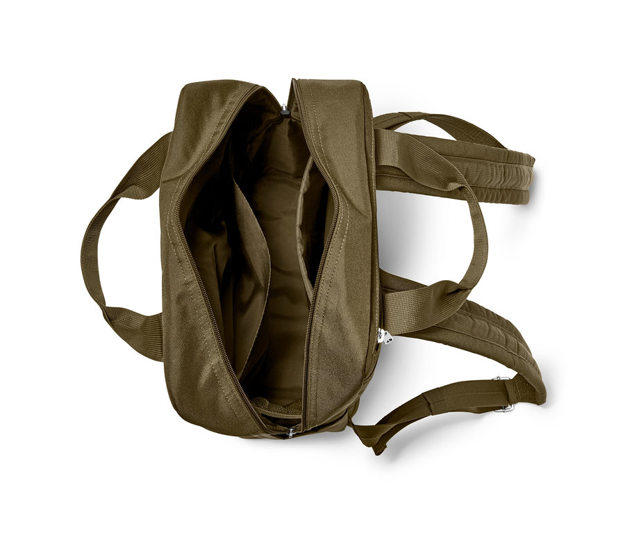 Geöffneter Sicherheits-Rucksack.