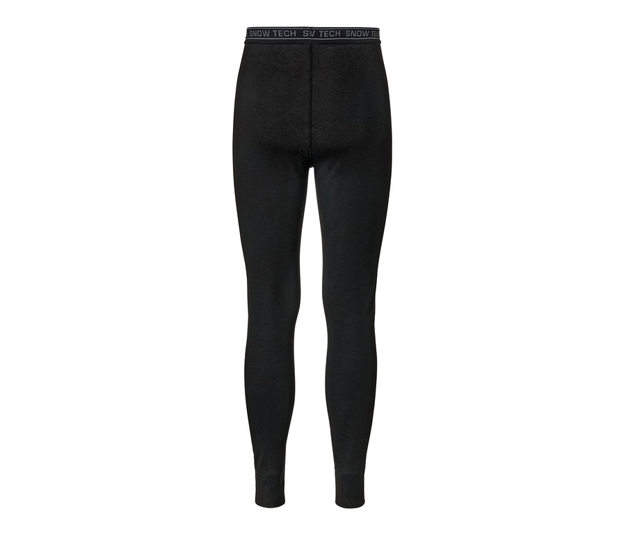 Schwarze 2 Thermo-Funktionsunterhosen mit SNOW TECH Schriftzug oben.