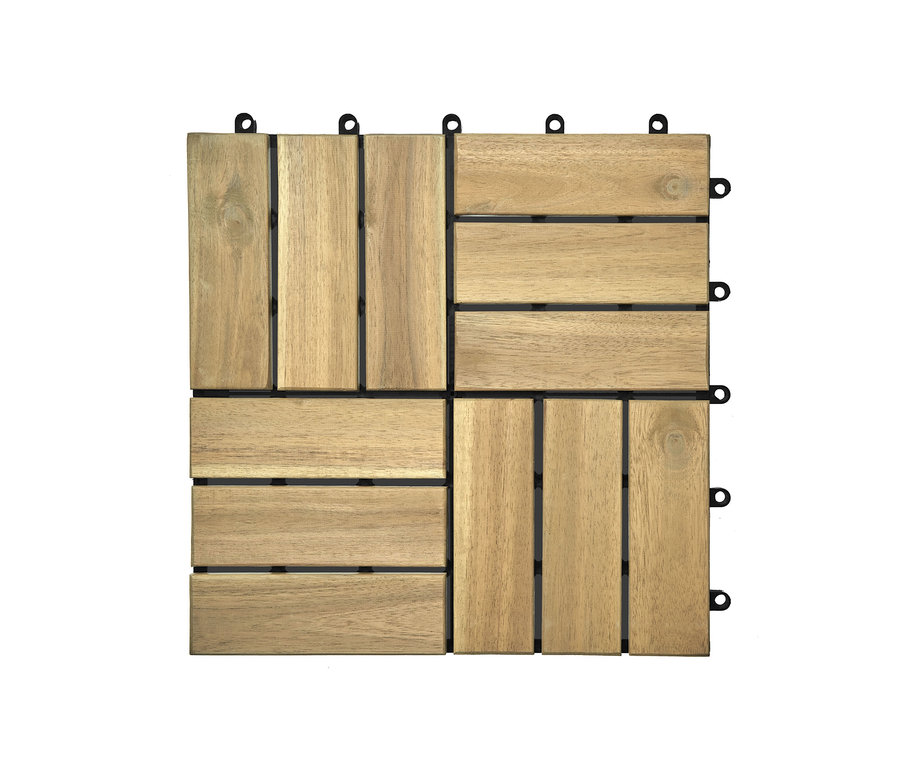 Quadrat aus vier hellbeigen Holzfliesen.