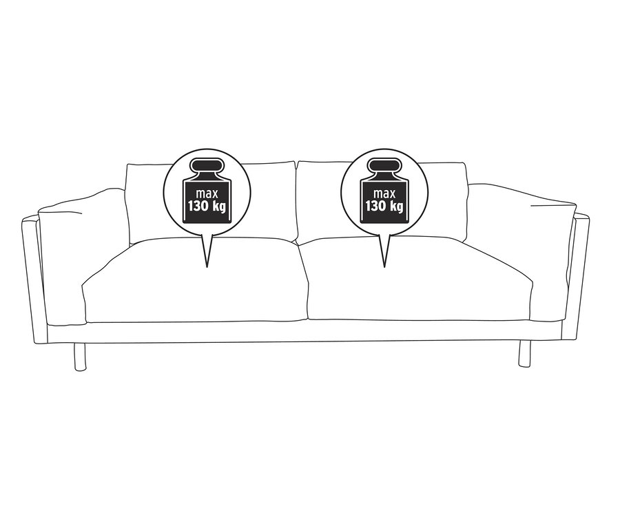 Illustration eines beigen 2,5-Sitzer-Sofas.