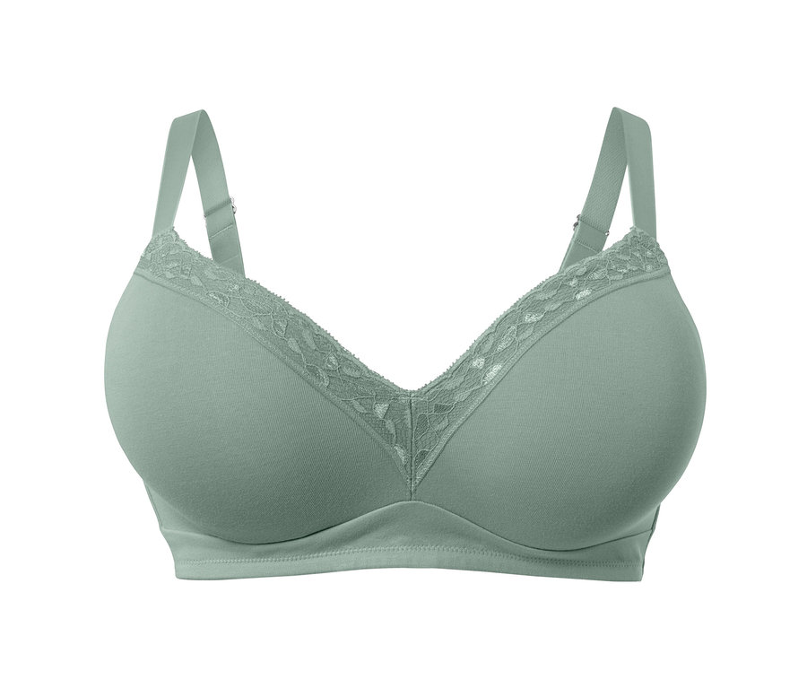 Ein grüner Soft-BH mit Spitze.