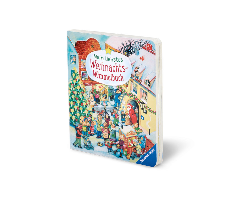 Nahaufnahme des Buchs »Mein liebstes Weihnachts-Wimmelbuch«.
