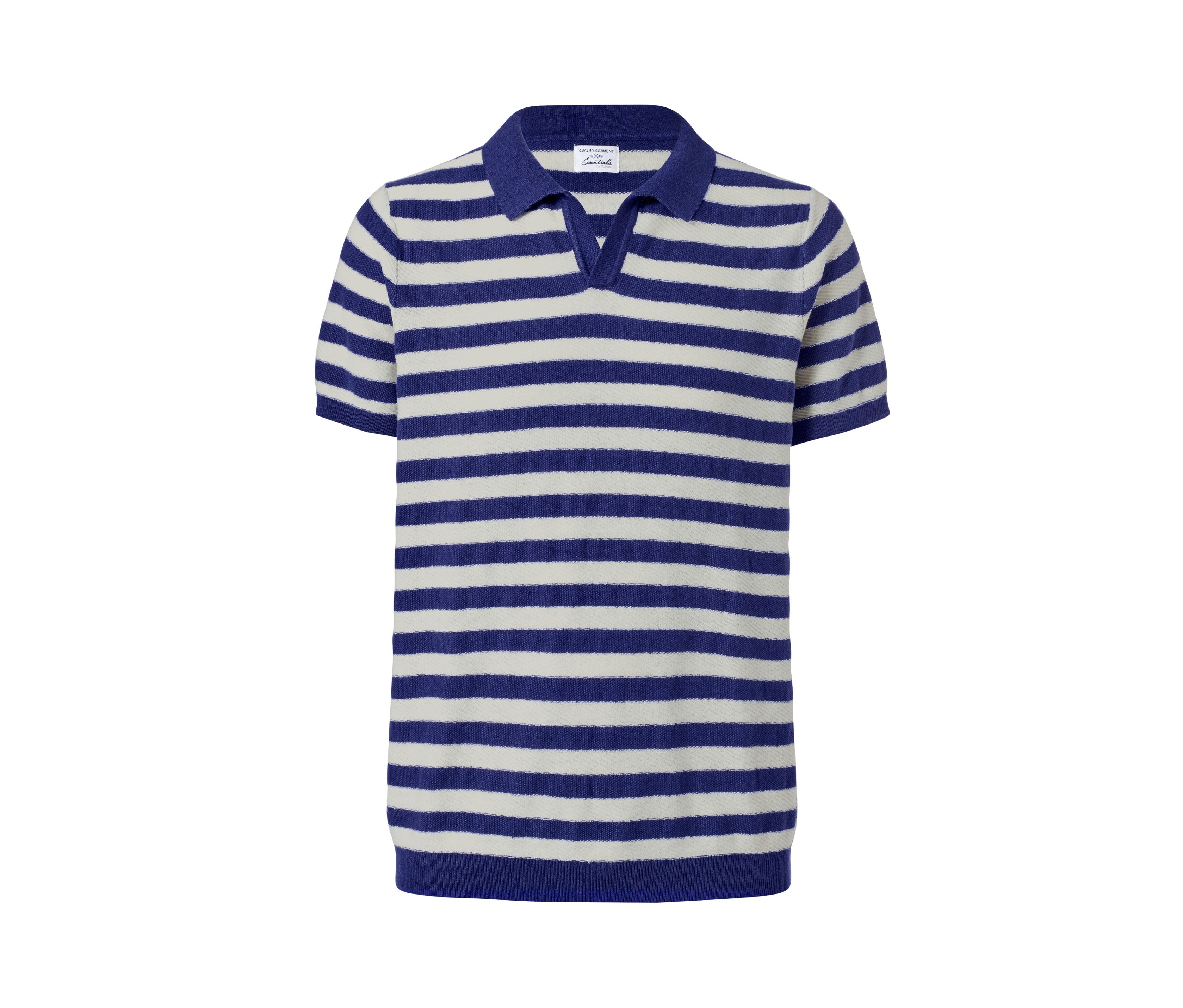 Tchibo - Leinen-Poloshirt - Herren - Gr. S - dunkelblau/gestreift