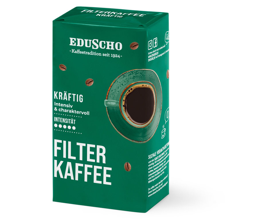 Packung Eduscho Filterkaffee Kräftig gemahlen.