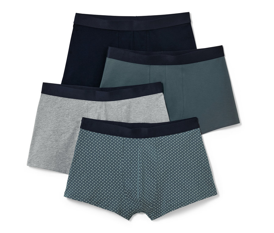 Vier Slipboxer: eine marineblaue, eine grüne, eine graue und eine blaugrüne mit Muster.