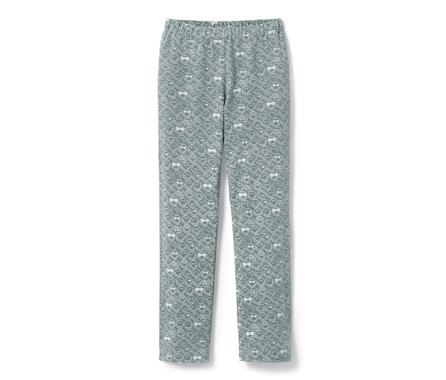 Graue Kinderpyjamahose »Smiley« mit weißem Gesicht-Muster.