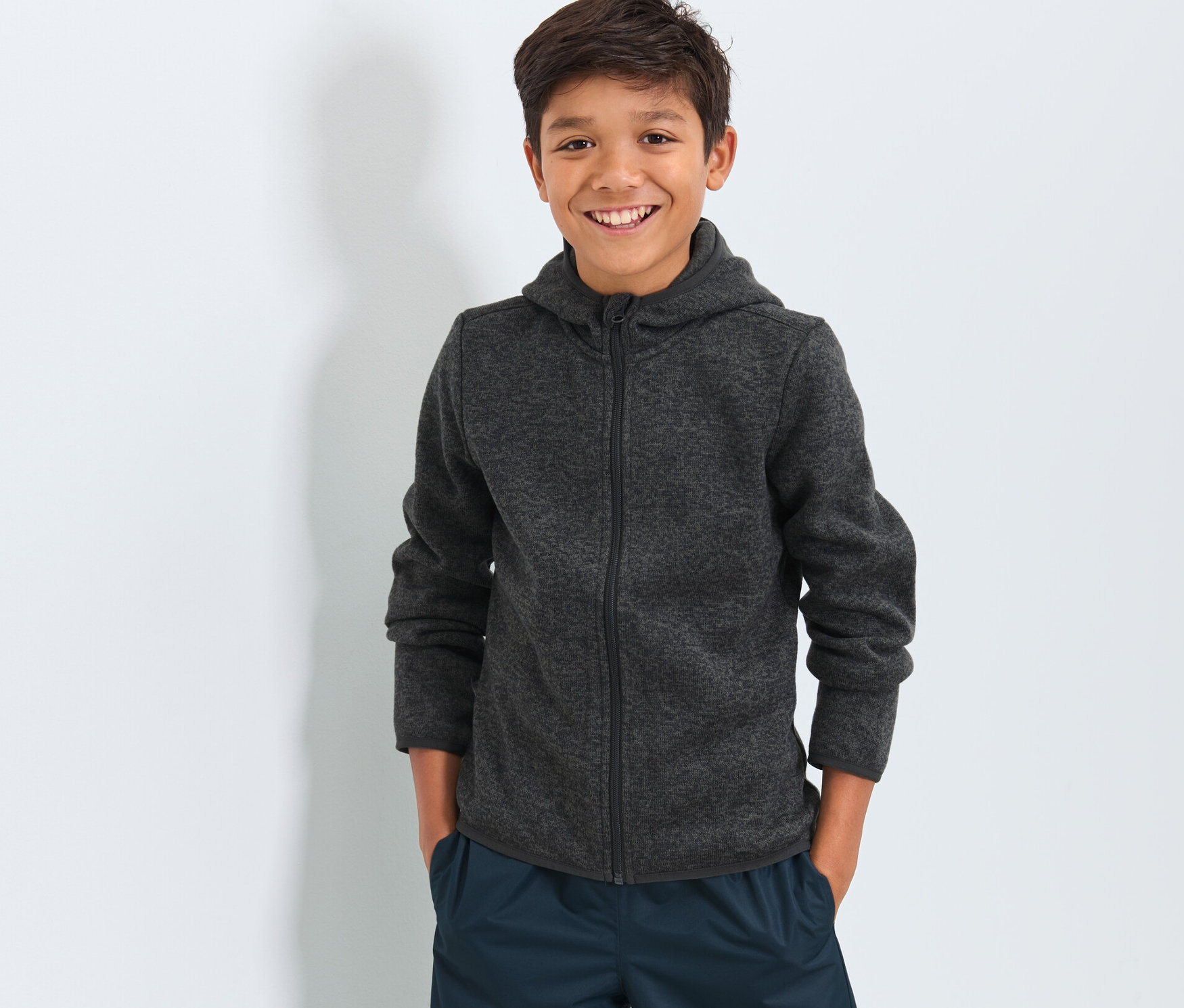 Thumbnail - Tchibo - Kinder-Strickfleecejacke - Herren - Gr. 146/152 - dunkelgrau