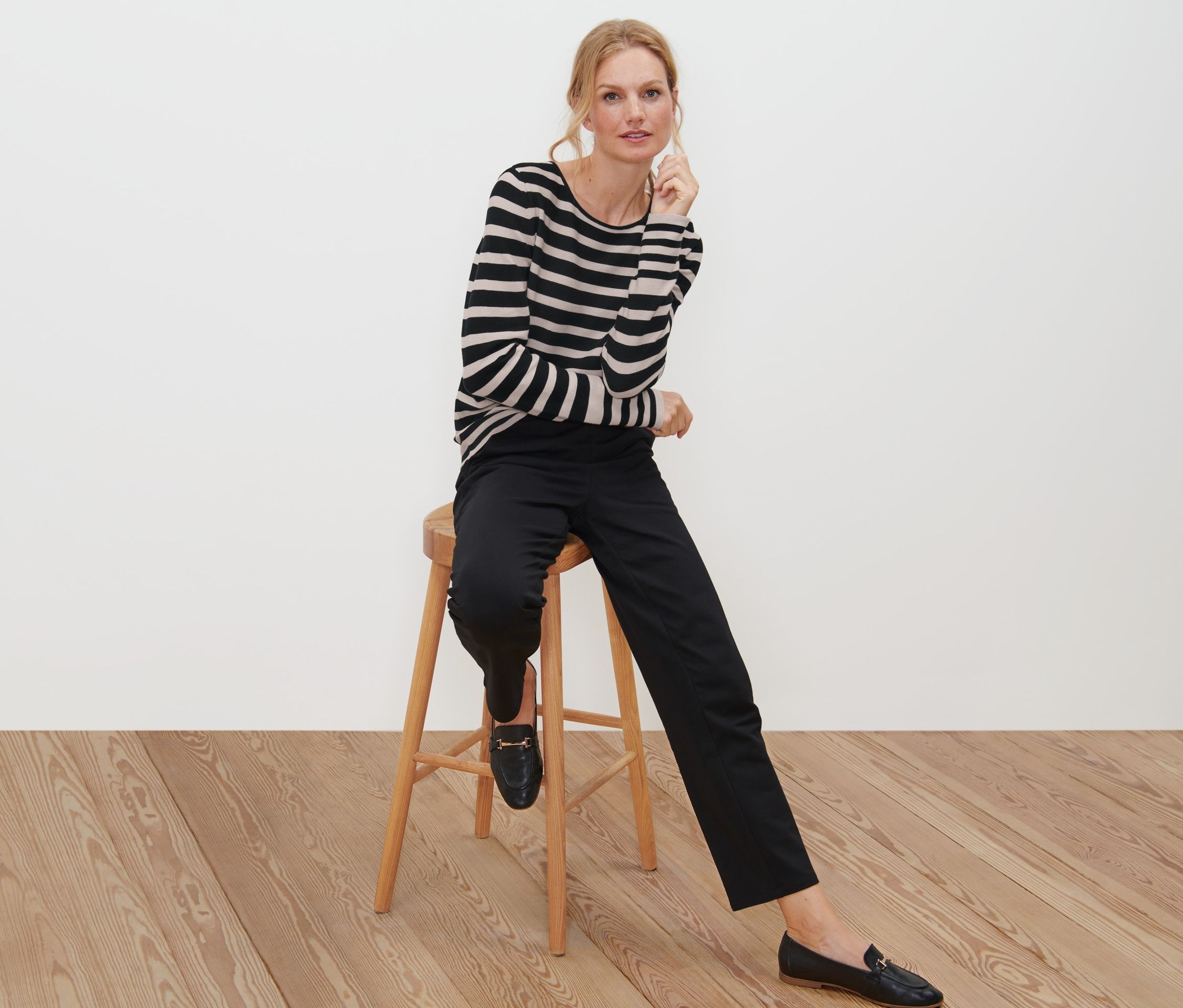 Thumbnail - Tchibo - Gestreifter Feinstrickpullover - Damen - Gr. XS - schwarz/gestreift