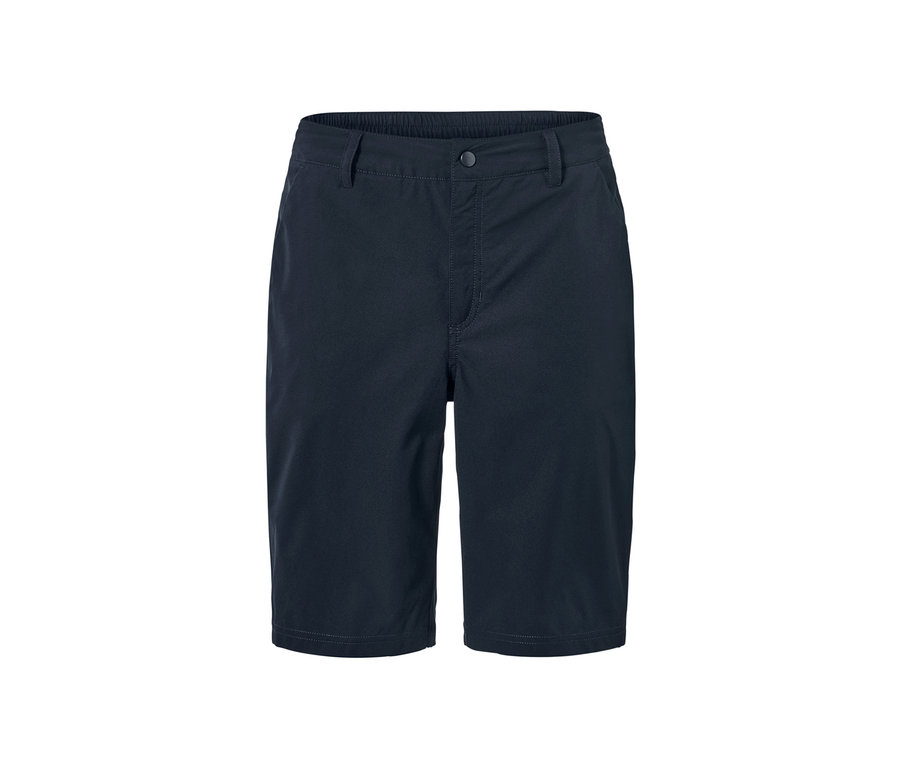 Dunkelblaue Softshell-Funktionsshorts.
