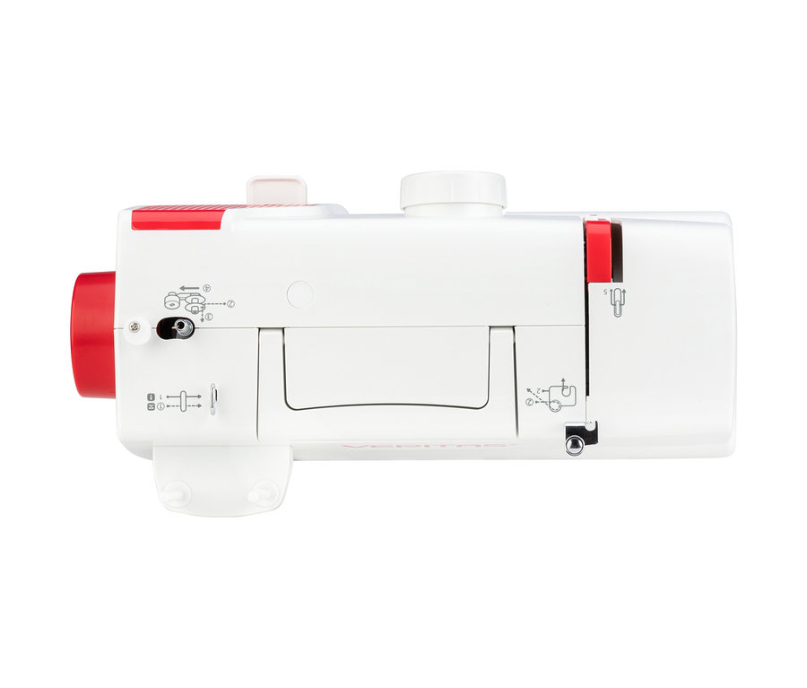 Detailansicht der Nähmaschine »MARIE« in Weiß.