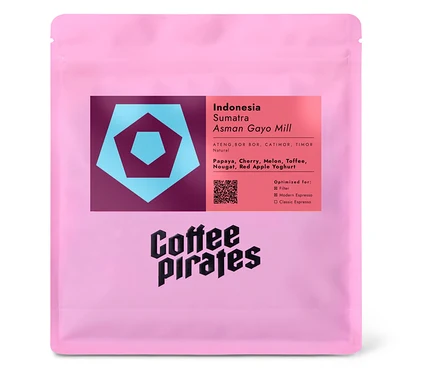 Eine Packung Coffee Pirates – Indonesien Sumatra Asman Gayo Mill Filterkaffee – 250 g Ganze Bohne.