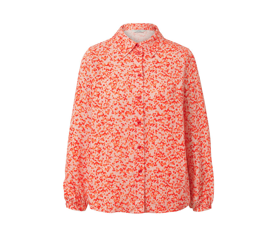 Eine Hemdbluse mit Print in rot-orange.