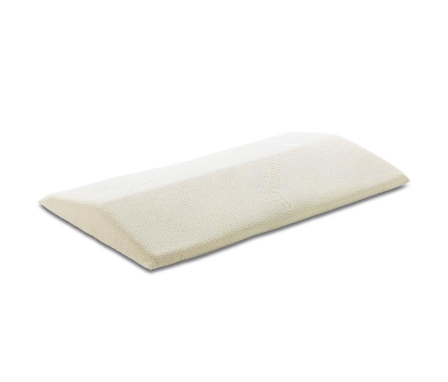 Ein cremefarbenes TEMPUR® Rückenstützkissen auf weißem Hintergrund.