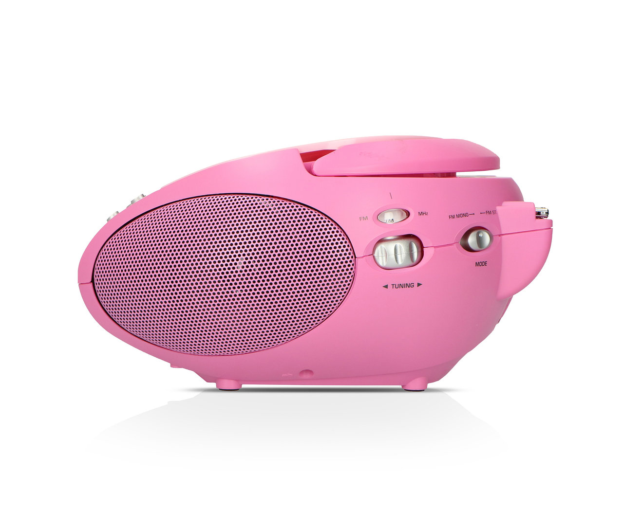 Pinkfarbener Lenco »SCD-24 Boombox« CD-Player mit Radio und Kopfhöreranschluss.