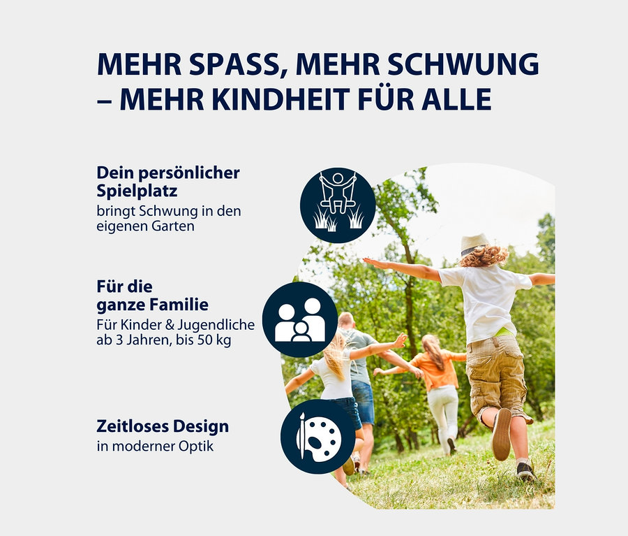 Vier Kinder rennen auf Gras von Erwachsenen weg. HUDORA Schaukel »Start« Produkt nicht abgebildet.