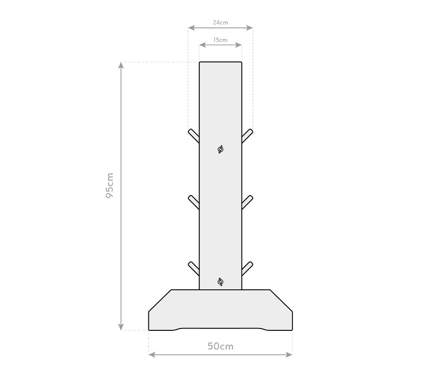 Maßskizze für Premium-Kräuterregal mit Rankgitter, Gr. L.