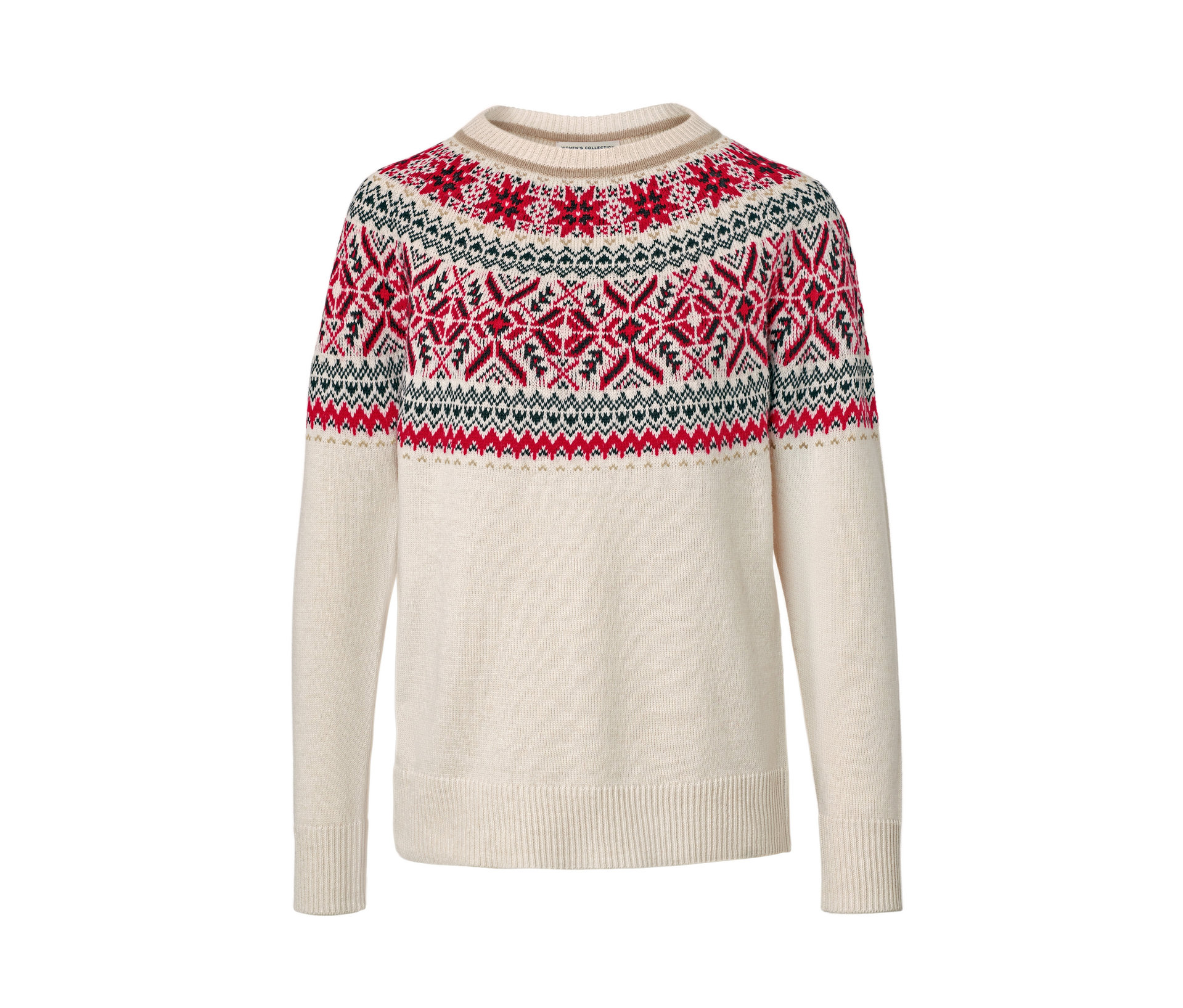 Norweger-Strickpullover - Damen - Gr. S - creme/jacquard - creme