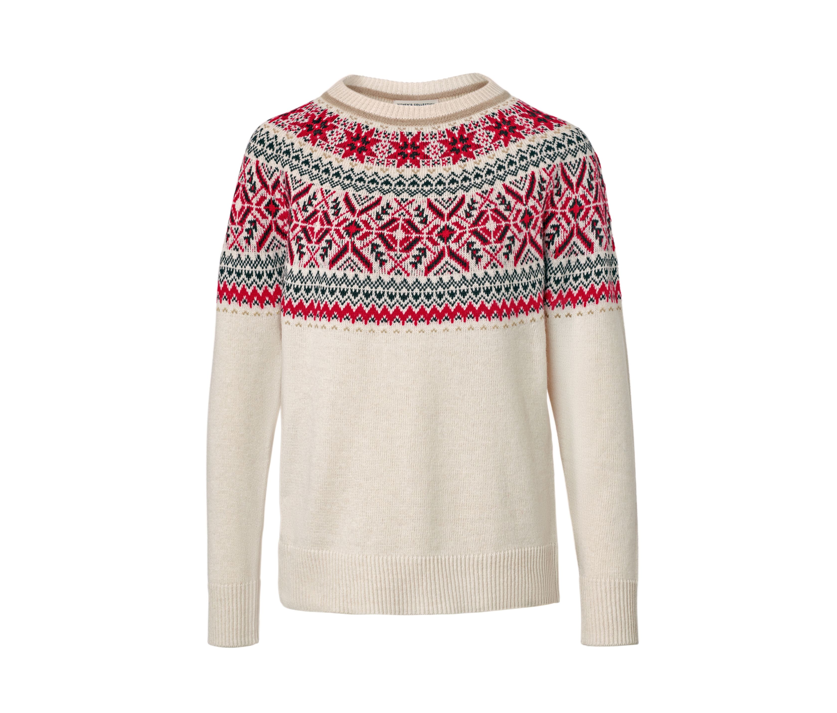 Tchibo - Norweger-Strickpullover - Damen - Gr. L - creme/jacquard