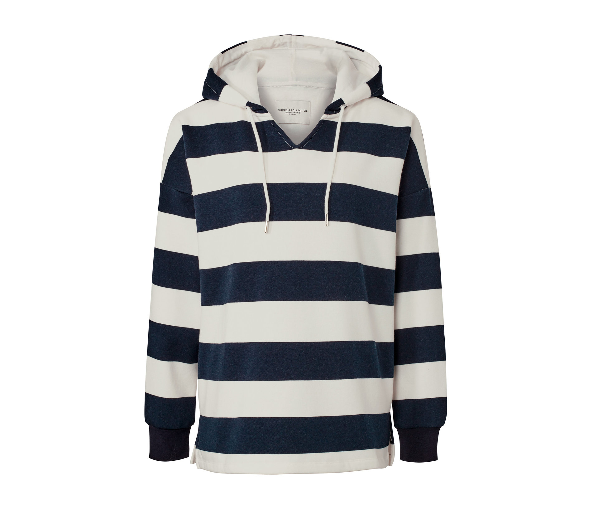 Gestreifter Hoodie - Damen - Gr. XXL - dunkelblau/gestreift - dunkelblau