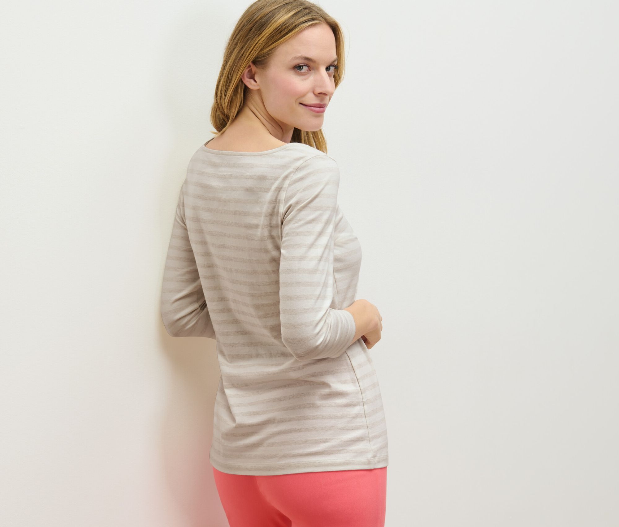Thumbnail - Tchibo - Gestreiftes Shirt mit 3/4-Arm - Damen - Gr. M - creme/gestreift