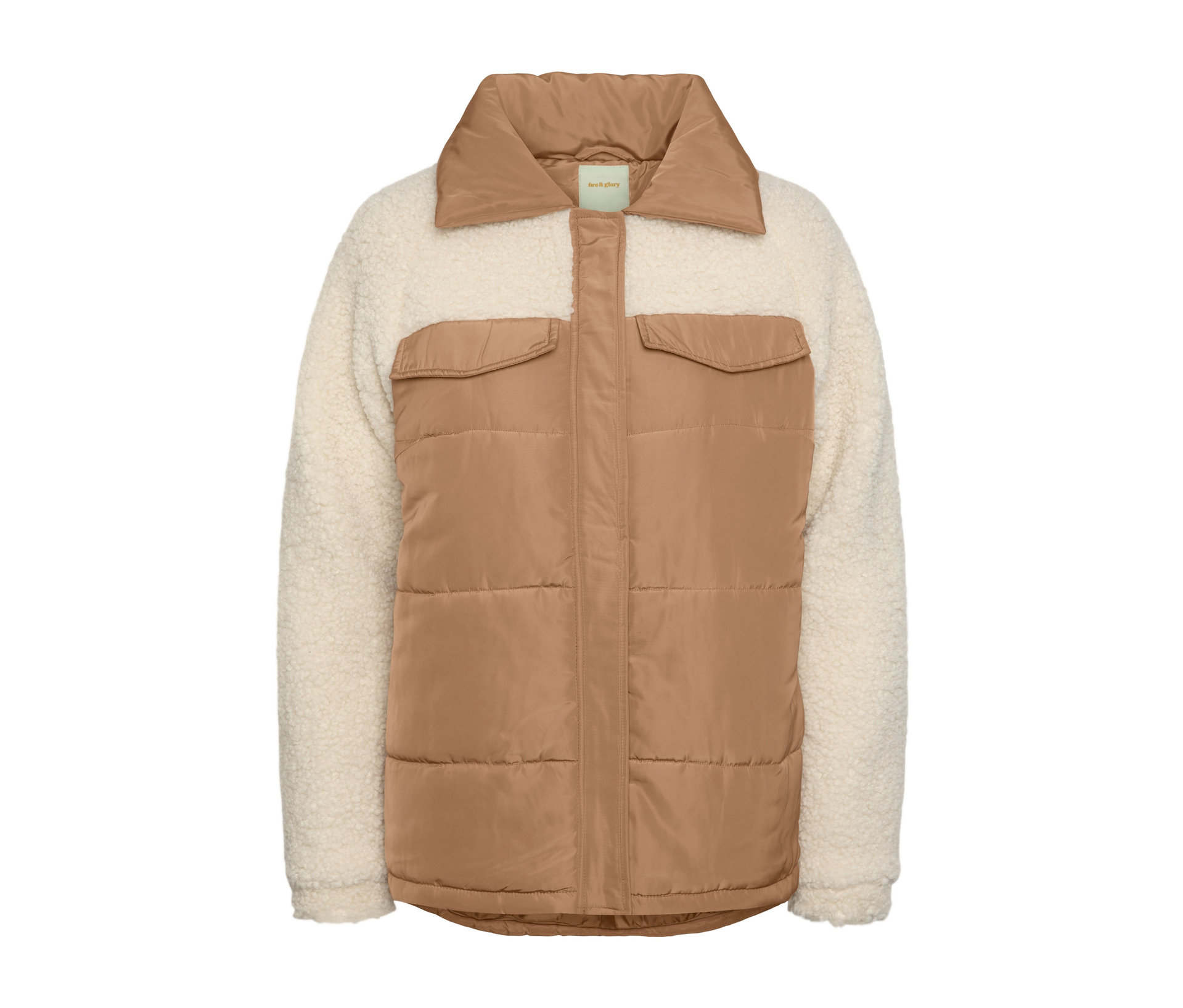 Steppjacke mit Teddy-Akzenten - Damen - Gr. 36 - cognac - cognac