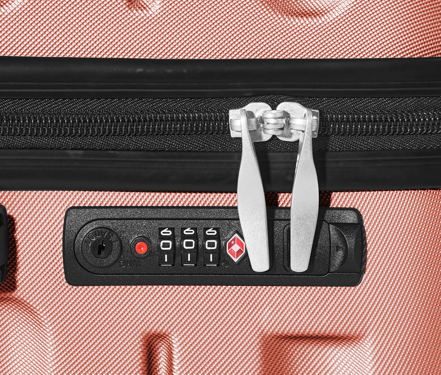 Detailaufnahme eines PACKENGER Hartschalen-Koffers, 3er-Set »Jörn«, mauve, mit Schloss.