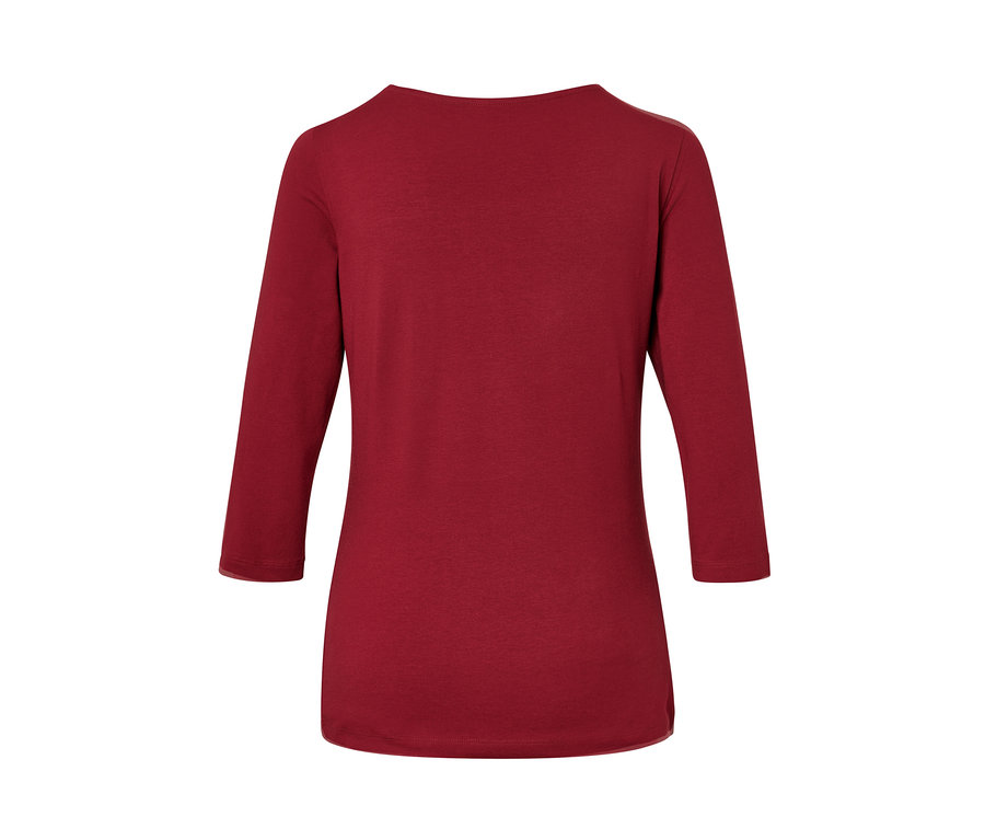 Bordeauxrotes Shirt mit 3/4-Arm.