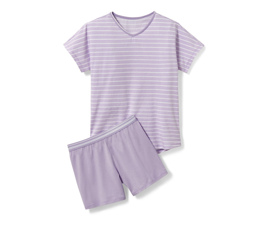 Lila-weiss gestreifter Kinder-Pyjama, kurz.