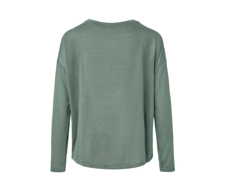 Rückansicht eines 2-in-1-Sportshirts in Salbei.