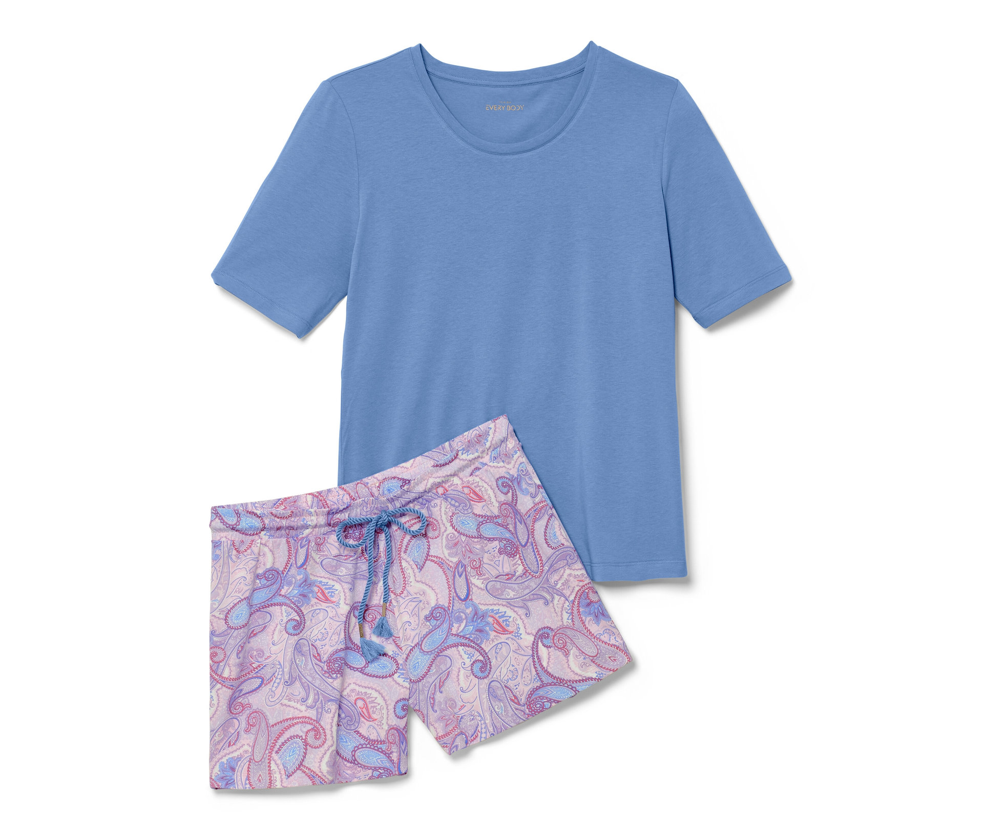 Shorty-Pyjama-Set - Damen - Gr. M - hellblau - hellblau