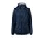 Dunkelblaue, packbare Regenjacke.