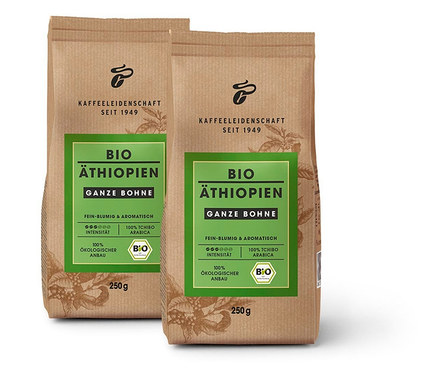 Zwei Packungen Bio Äthiopien - 2x 250 g Ganze Bohne.