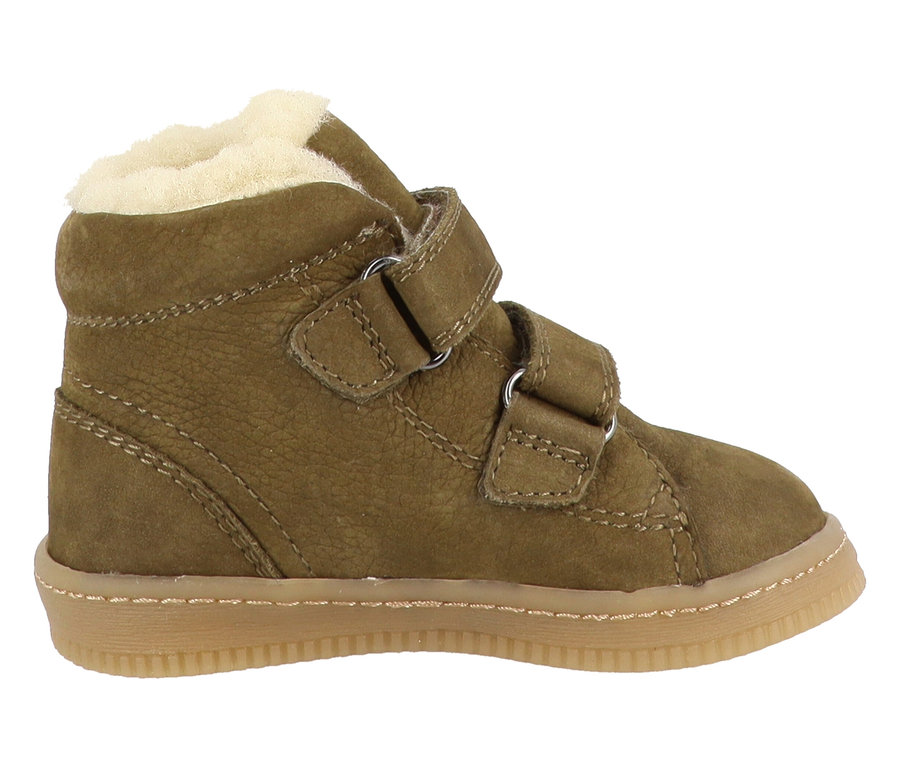 Ein olivfarbener LURCHI »Felix Barefoot-TEX« Kinderstiefel.
