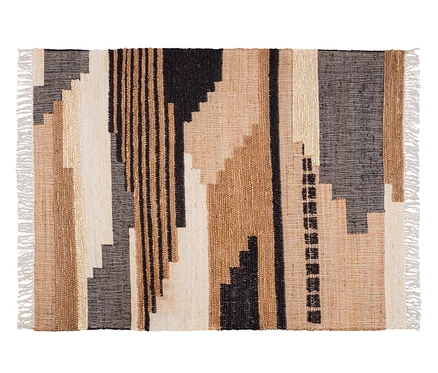 BePureHome Teppich »Liberal«, 170 x 240 cm mit geometrischem Muster in Beige und Schwarz.