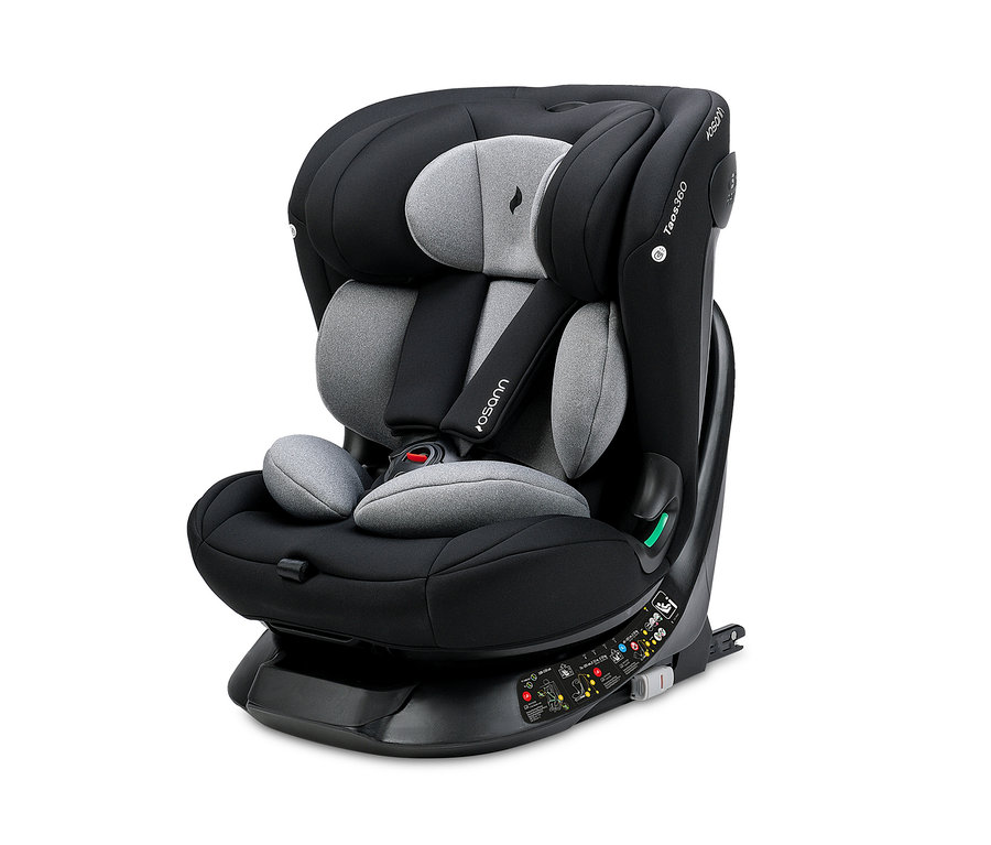 Schwarzer und grauer Osann Kinder-Autositz »Taos 360«.