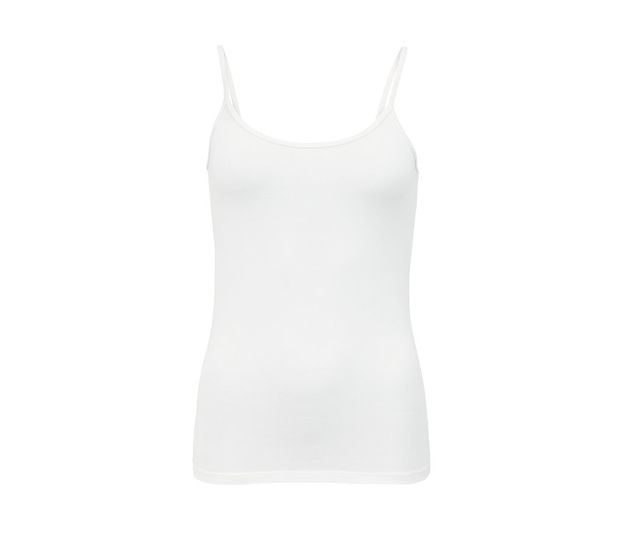 Weißes Tanktop mit Trägern. 2 Hemdchen, weiß und blau.