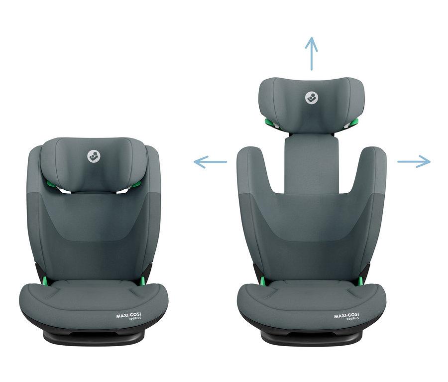 Grauer Maxi-Cosi Kinder-Autositz »Rodifix S«, i-Size mit verstellbarer Höhe und Breite.