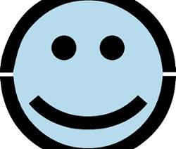 Blaues Smiley, das lächelt.
