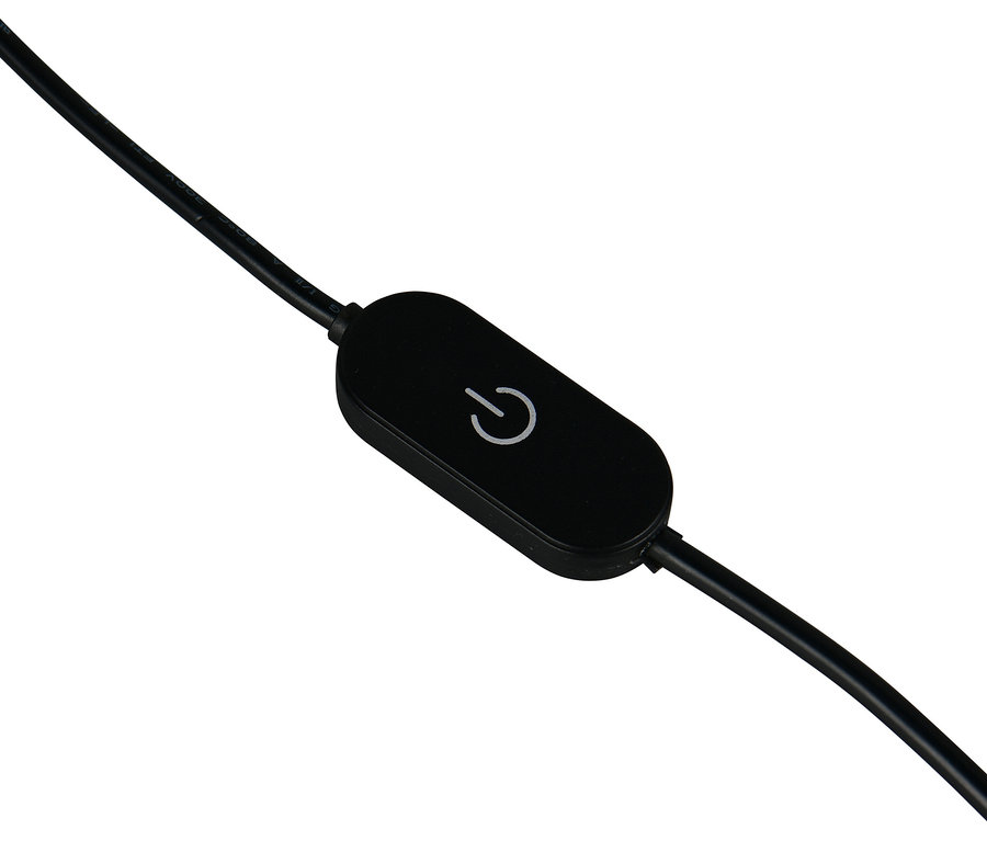 Schwarzer Schalter am Kabel der Trio LED-Tischleuchte "Flynt".