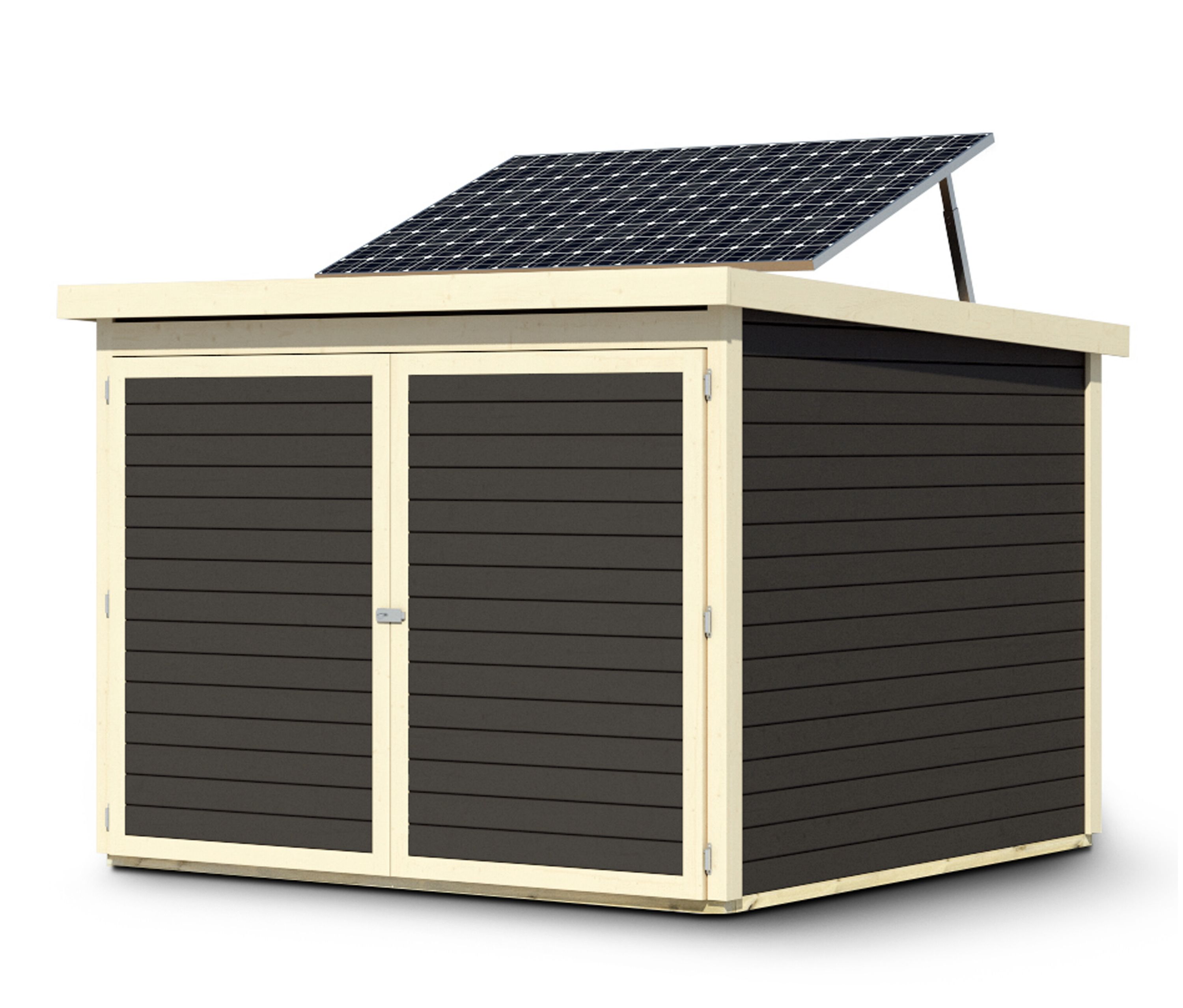 Karibu Fahrradgarage für 4 Räder mit Solarpaket - 212,5x216,5x167cm - schwarz - Holz