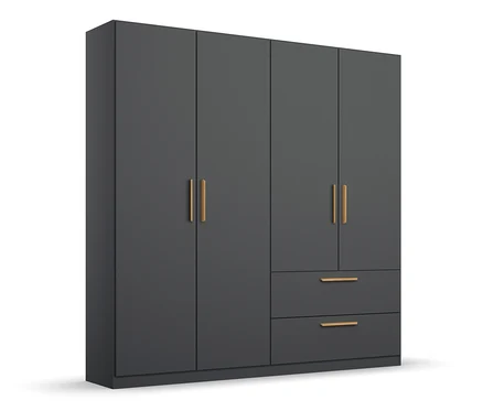 rauch Drehtürenschrank »Skandi«, 4-türig, grau metallic.
