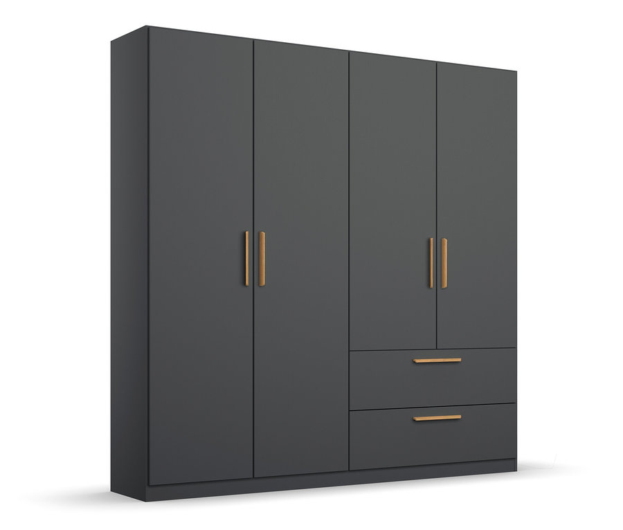 rauch Drehtürenschrank »Skandi«, 4-türig, grau metallic.