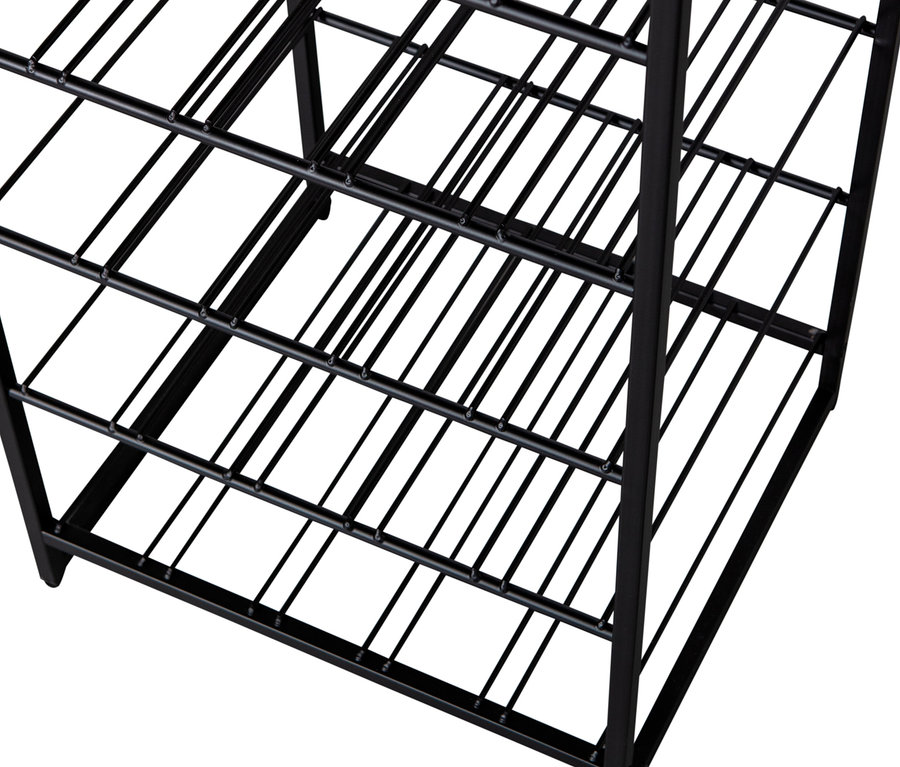 Detailansicht des Woood Regal »Reese« aus schwarzem Metall.